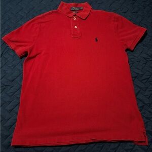 Polo Ralph Lauren Men’s Short Sleeve Polo Shirt -Red/Navy Horse - (M) Medium